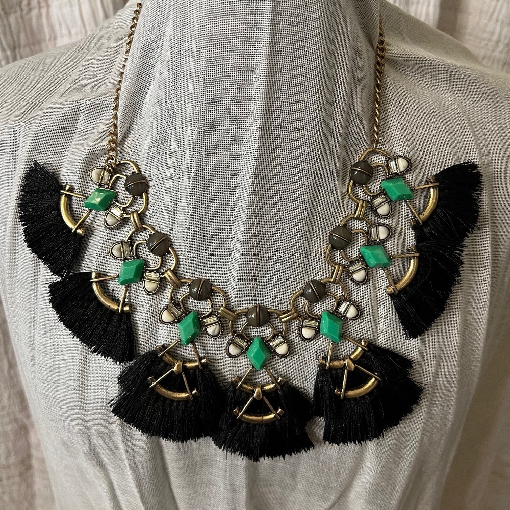 Black & Green Art Deco style necklace